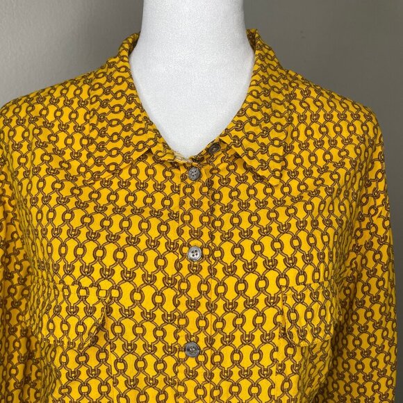 Vince Camuto Women's Chain Link Geometric Blouse Top Vintage Business Casual XL - Picture 2 of 7